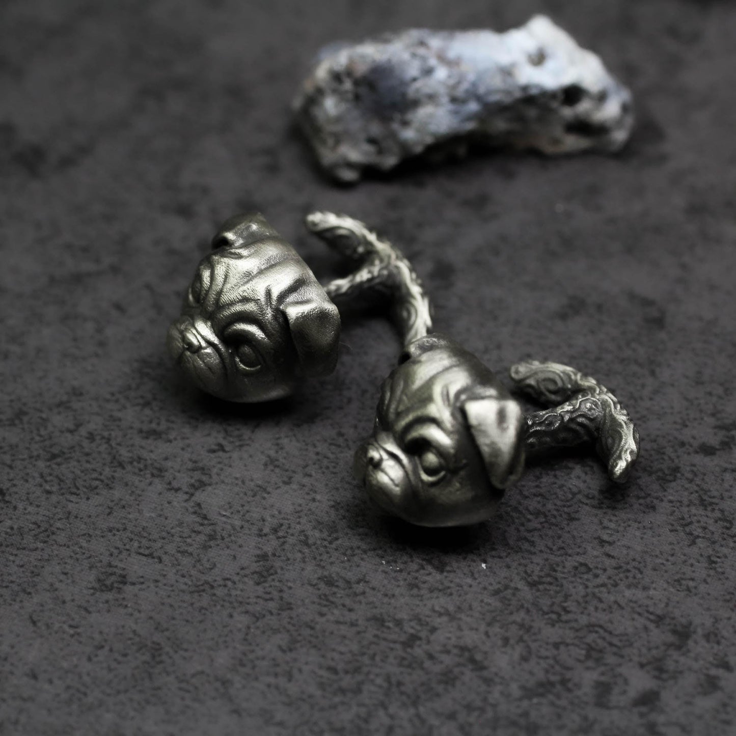 Pug Dog Cufflinks, 925 Silver Handmade