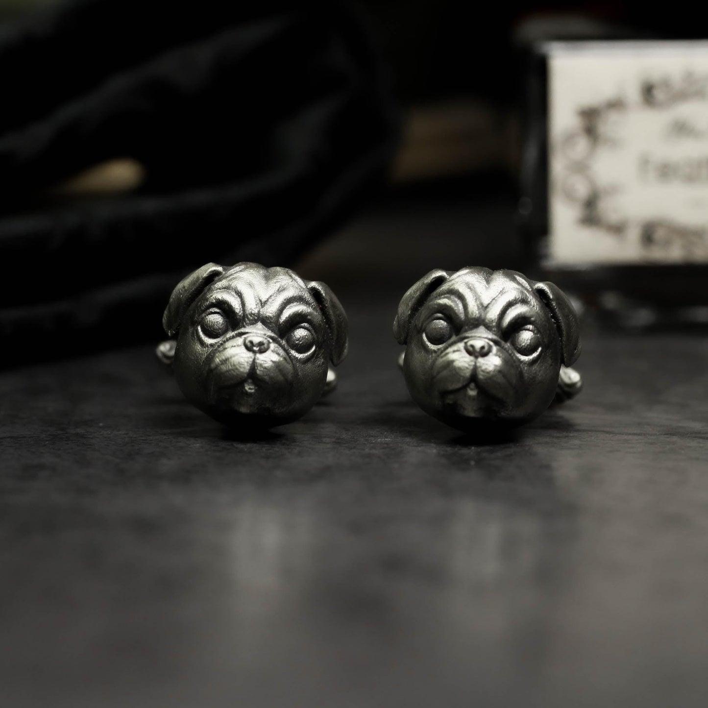 Pug Dog Cufflinks, 925 Silver Handmade