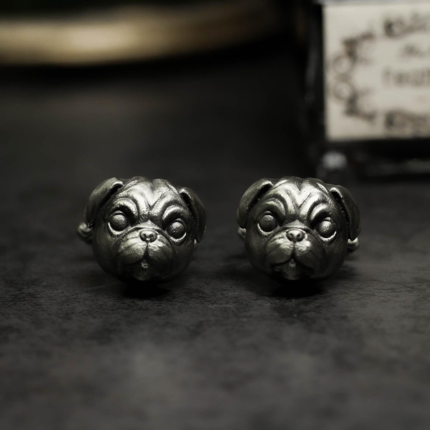 Pug Dog Cufflinks, 925 Silver Handmade