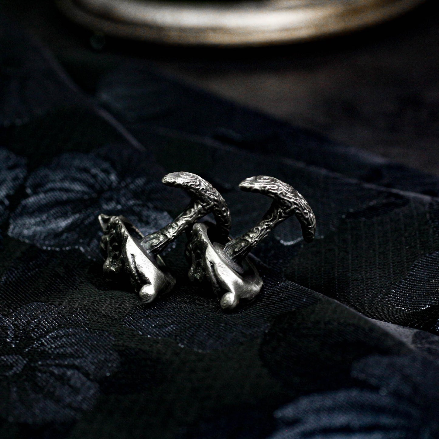 Tang Lion Head Cufflinks, Pixiu Amulet - 925 Sterling Silver Handmade