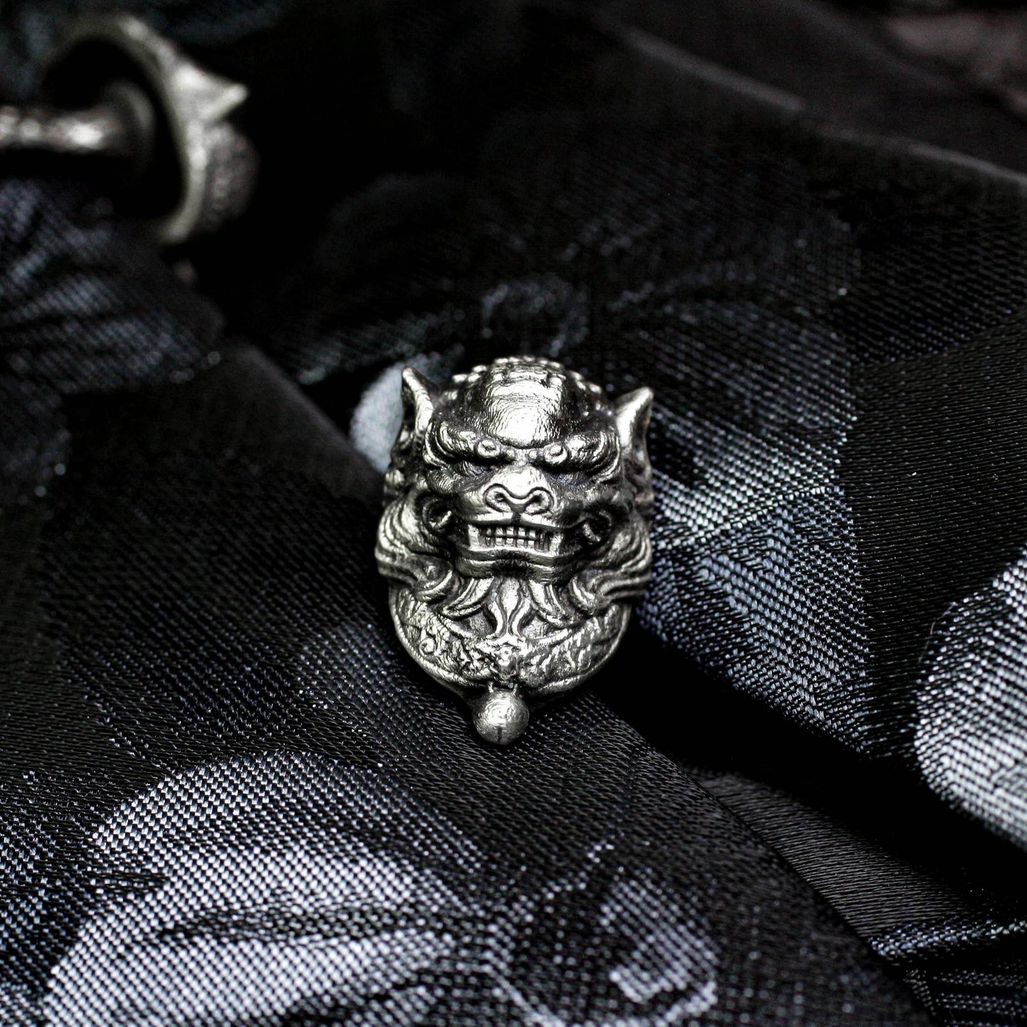 Tang Lion Head Cufflinks, Pixiu Amulet - 925 Sterling Silver Handmade