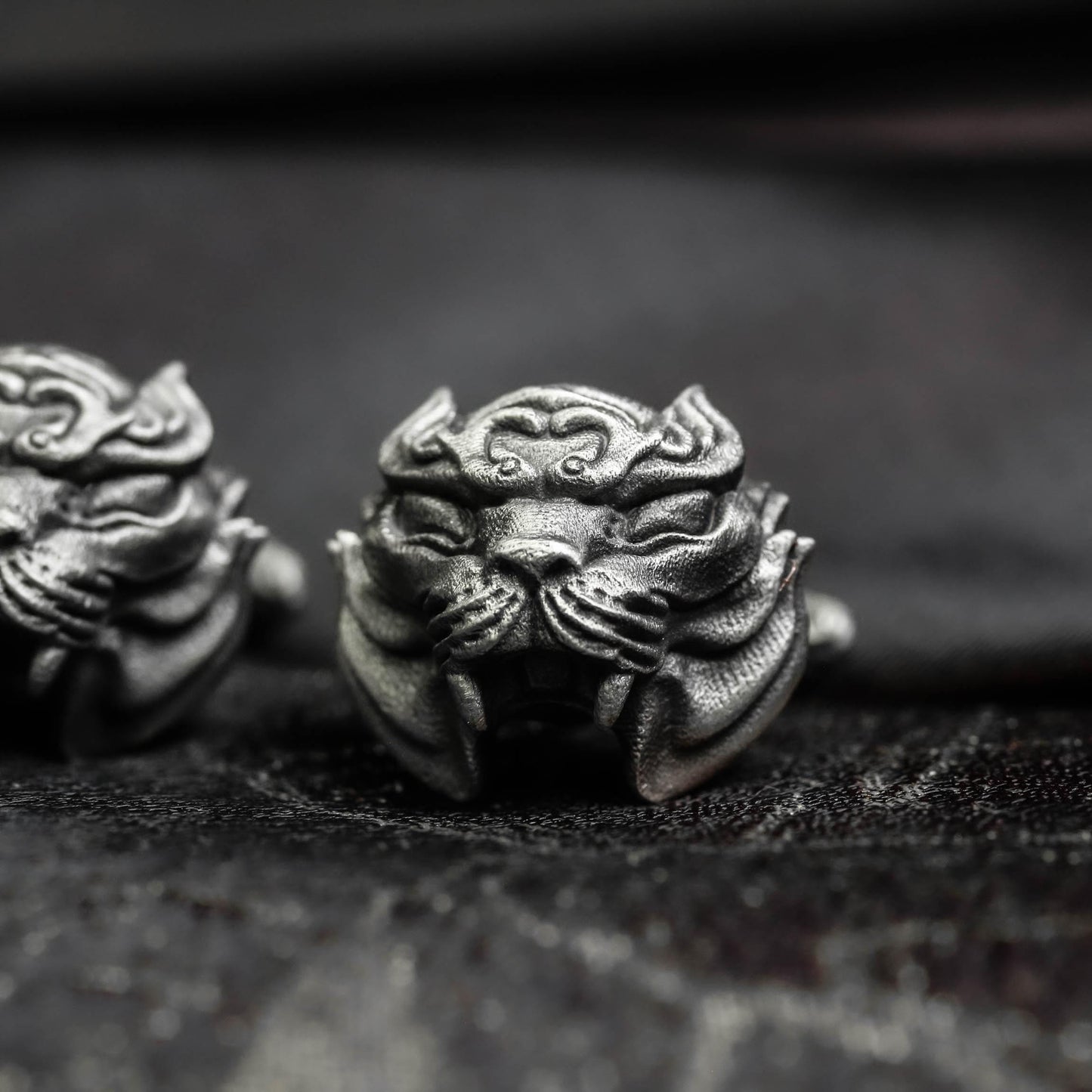 Saber-Tooth Tiger Polished Silver Cufflinks - Handmade 925 Sterling Silver