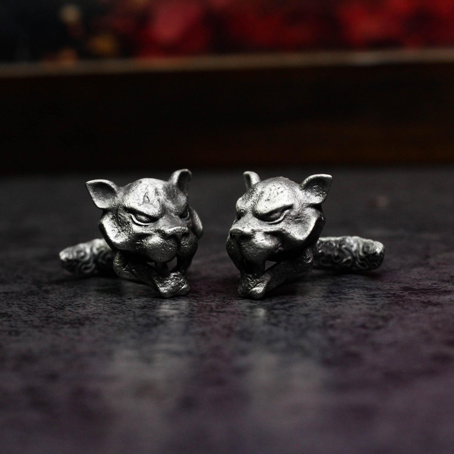 Saber-Toothed Tiger Cufflinks - Handmade 925 Silver Wildlife Design