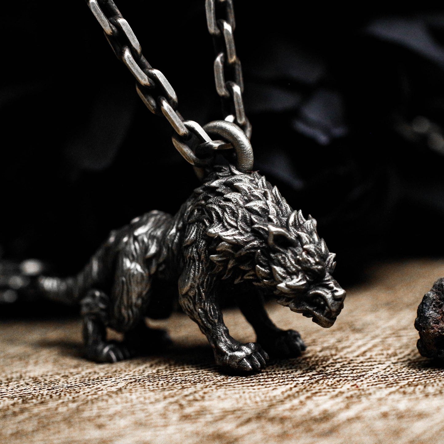Feral Beast Guardian Pendant - Artisan Crafted in 925 Silver