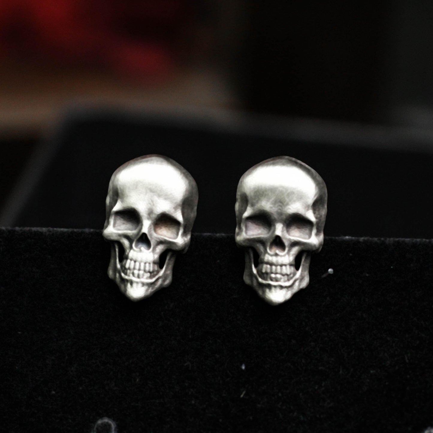 Classic Skull Stud Earrings - 925 Sterling Silver Handmade