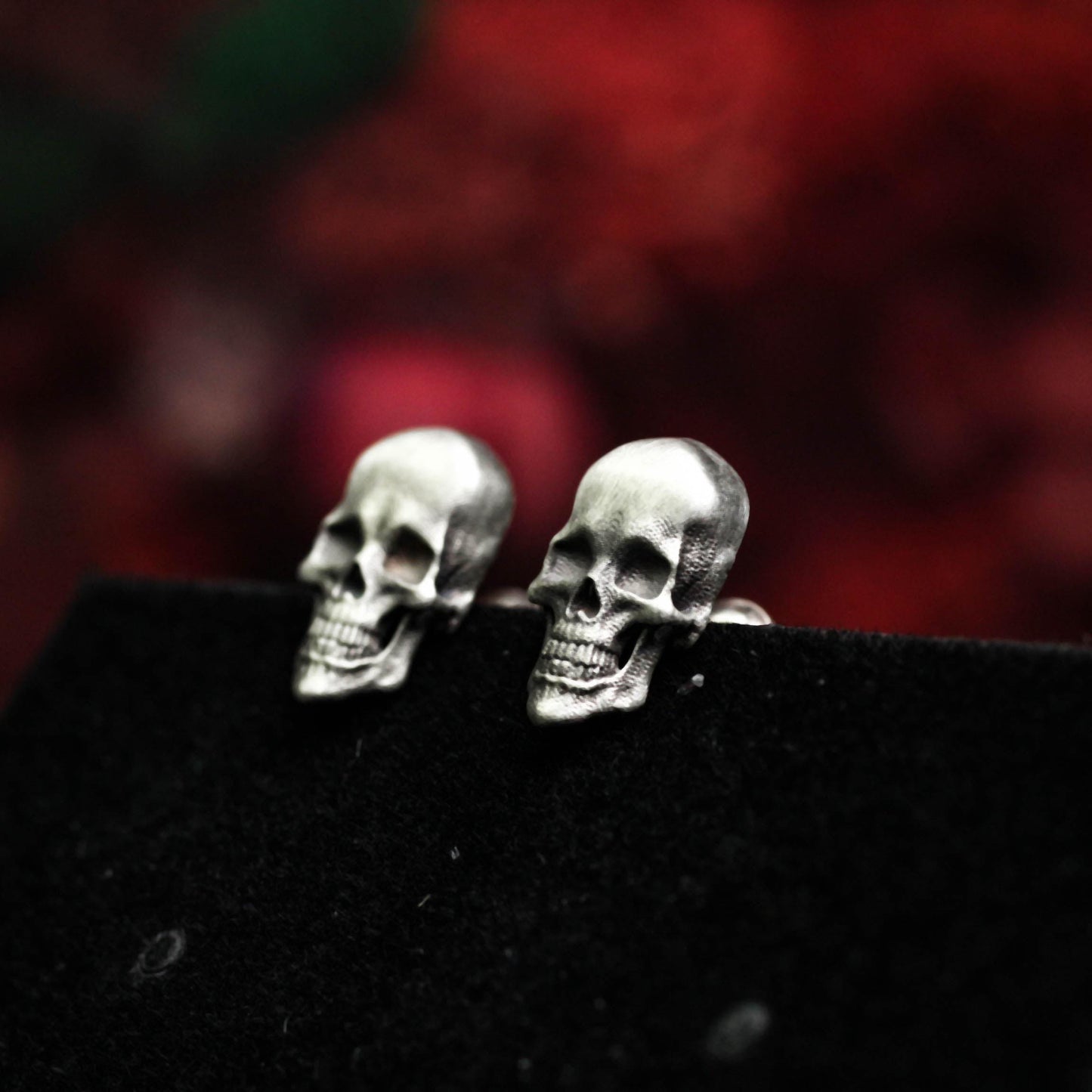 Classic Skull Stud Earrings - 925 Sterling Silver Handmade