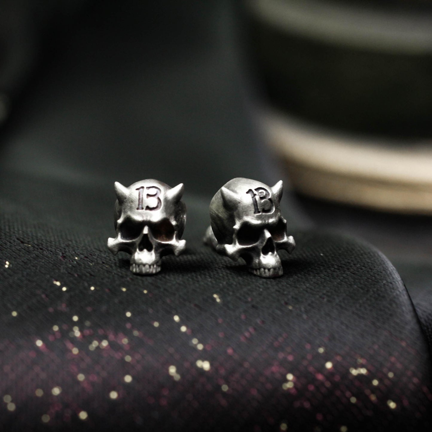 Savage Horned Skull Earrings - 925 Sterling Silver Handmade