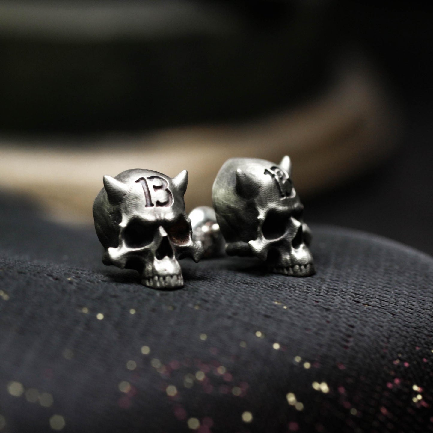 Savage Horned Skull Earrings - 925 Sterling Silver Handmade