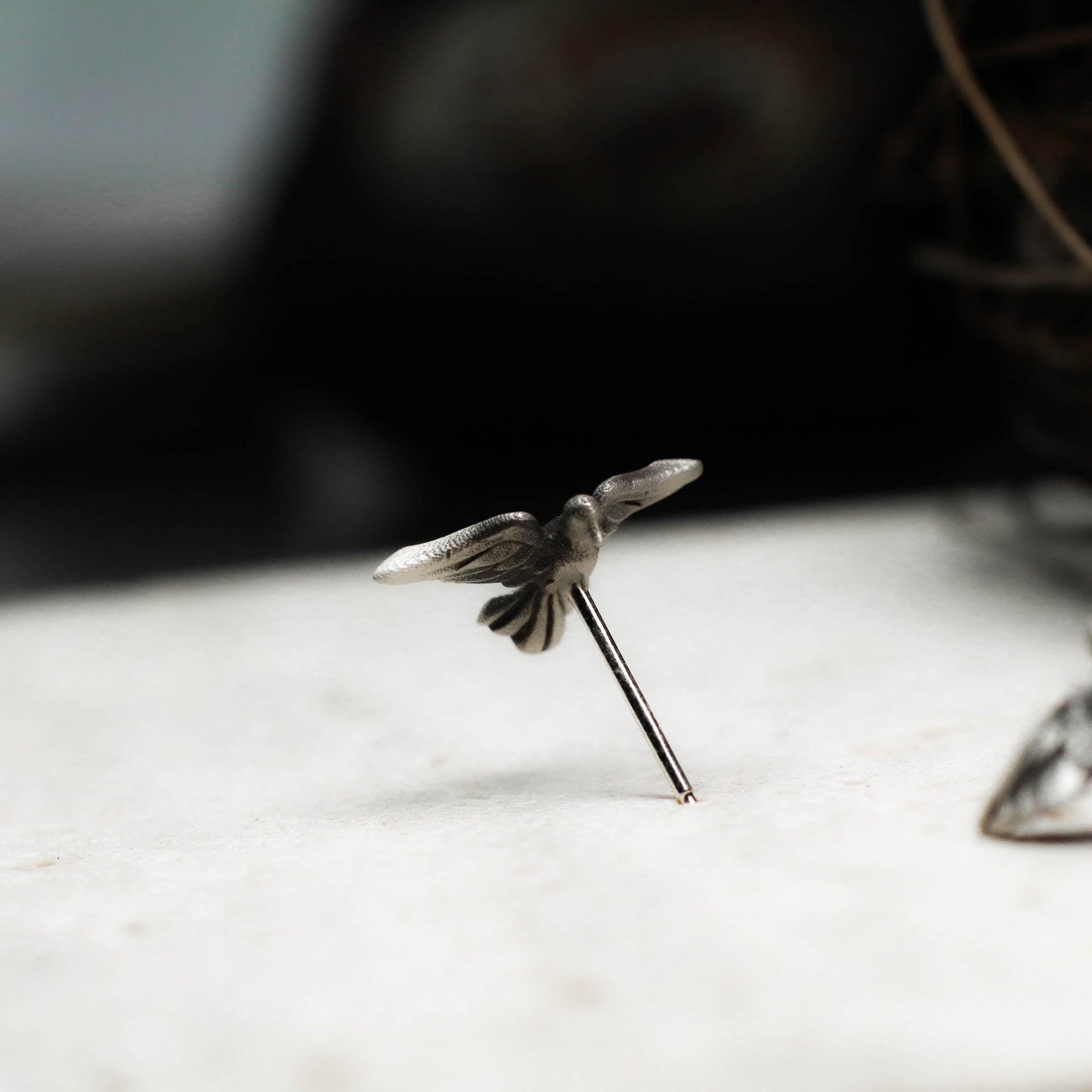 Peace Dove Stud Earring - 925 Sterling Silver Handmade