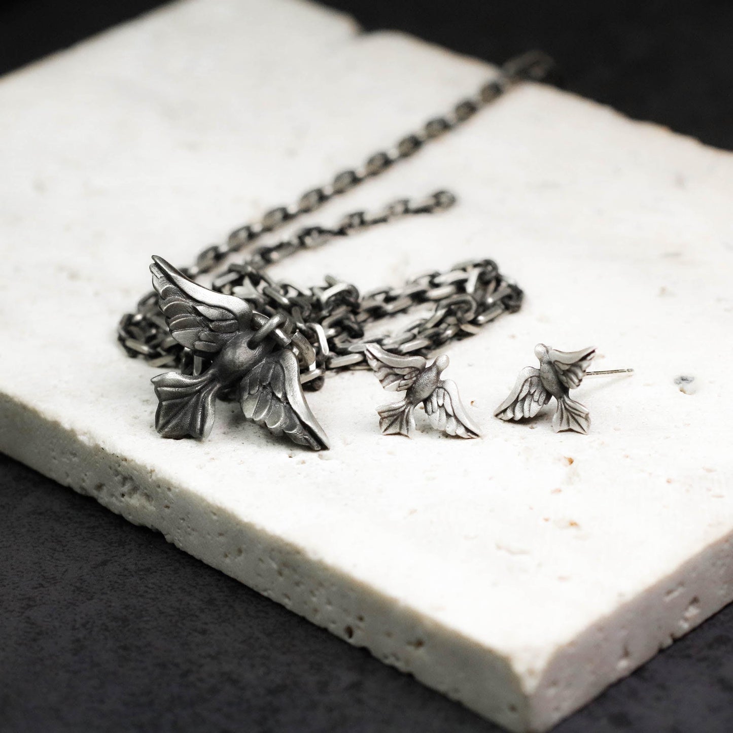 Peace Dove Stud Earring - 925 Sterling Silver Handmade