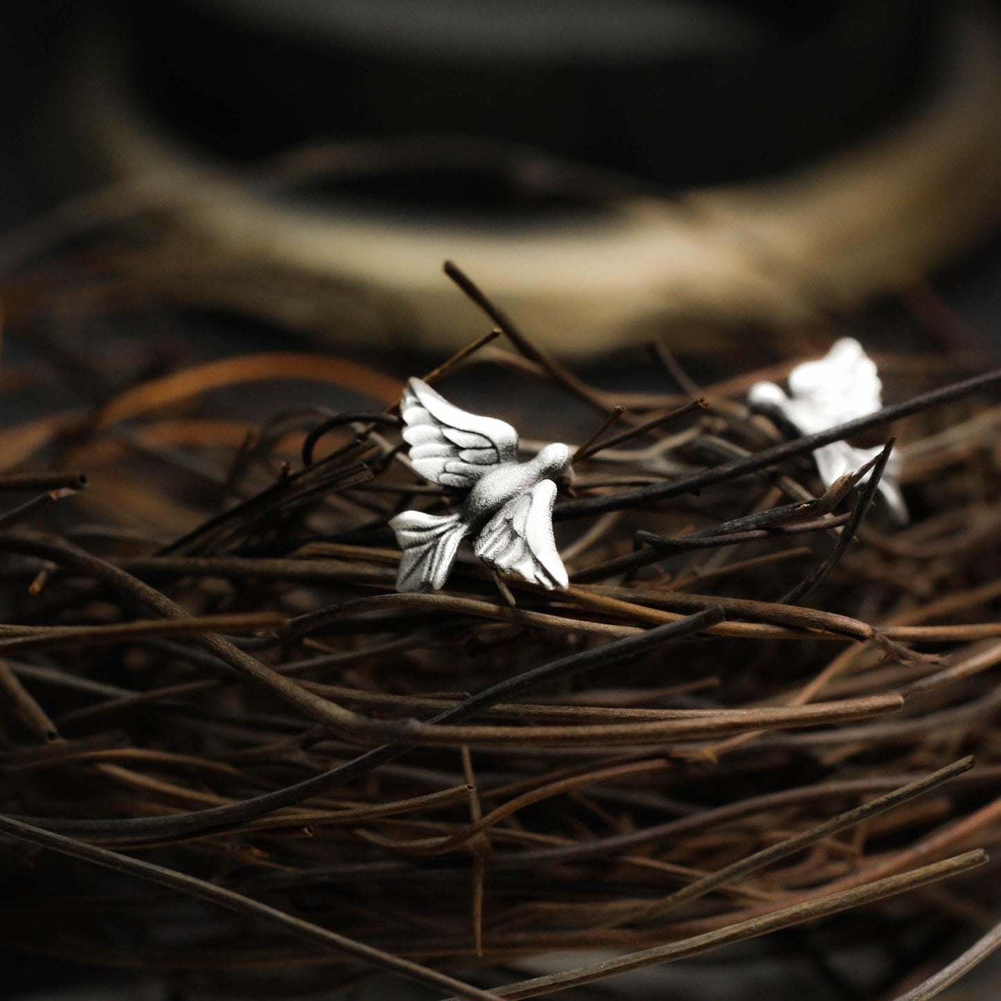 Peace Dove Stud Earring - 925 Sterling Silver Handmade