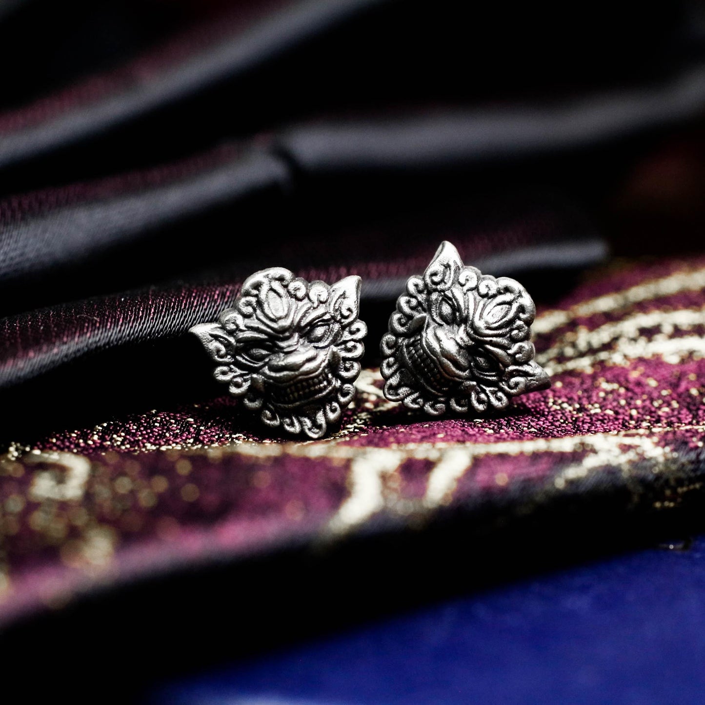 Guardian Mask Earrings - 925 Sterling Silver Handmade