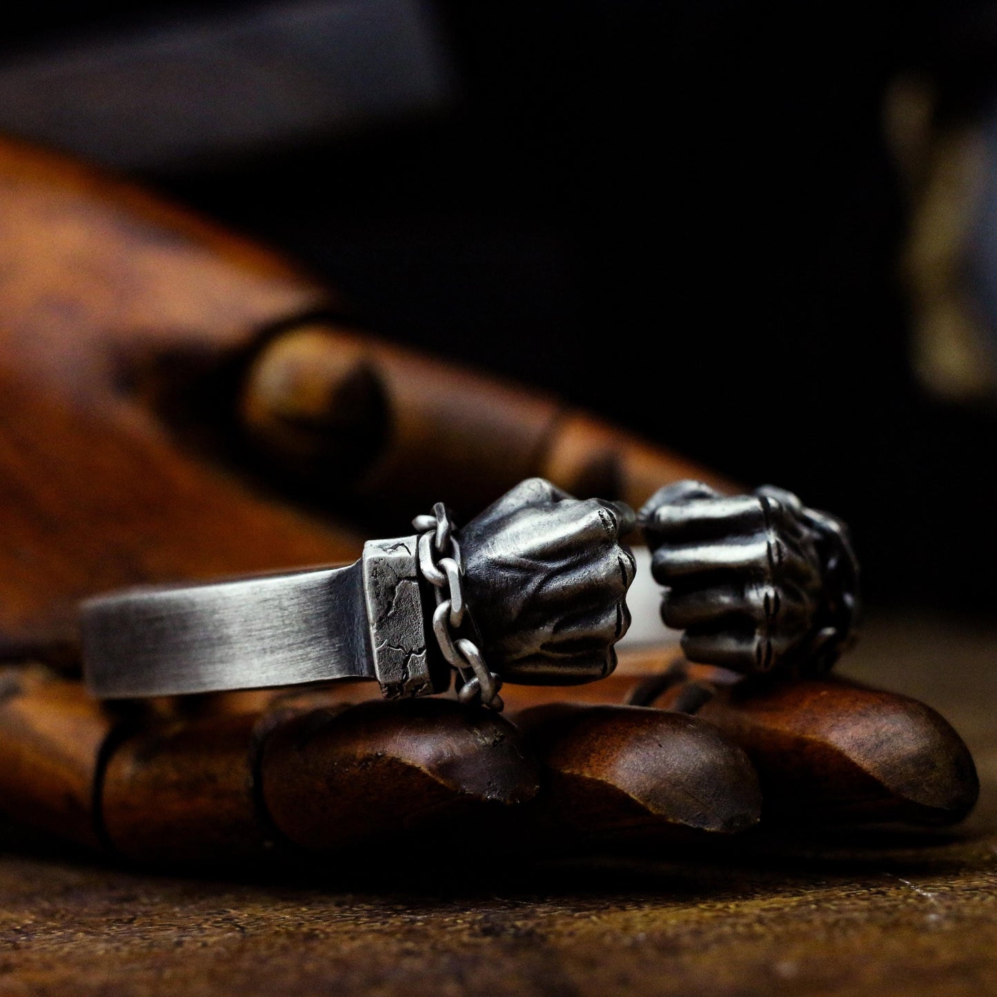 Double Fist Cuff Bracelet - 925 Sterling Silver Handmade