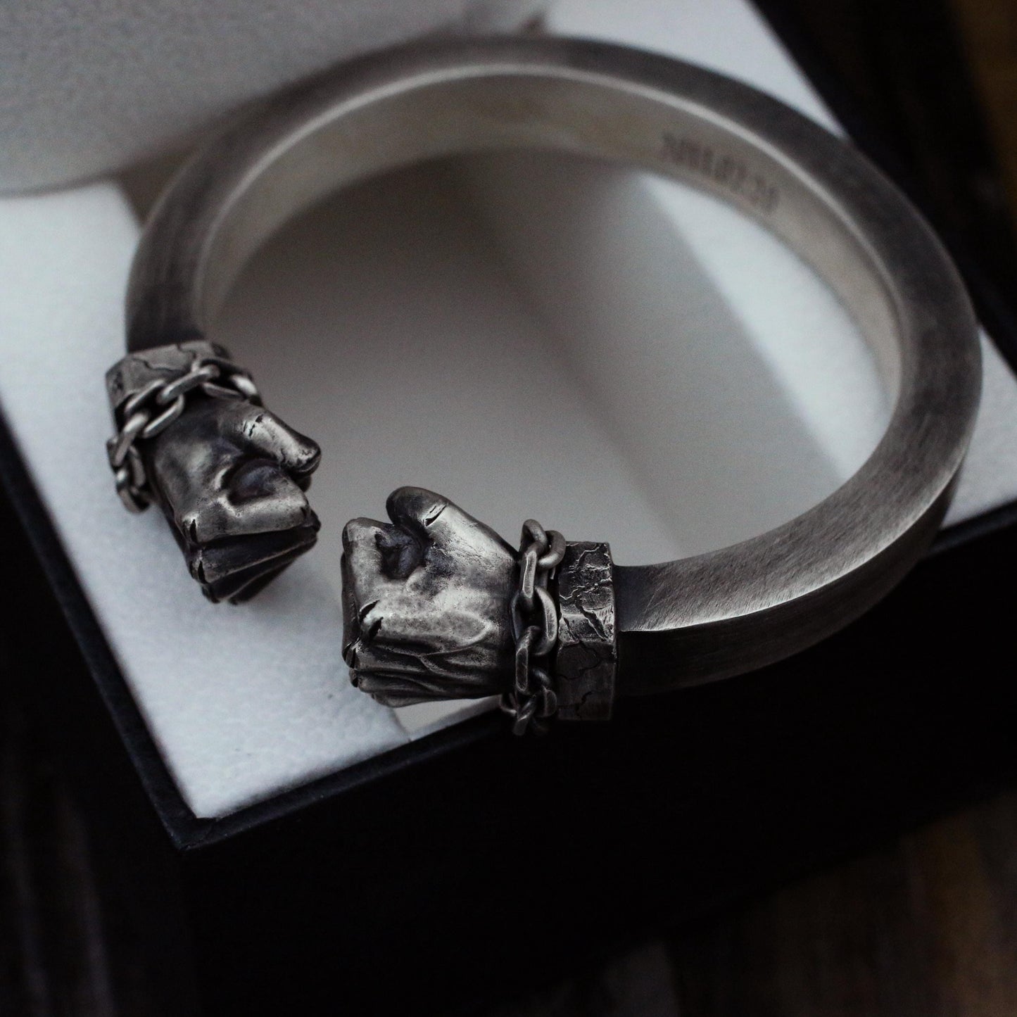 Double Fist Cuff Bracelet - 925 Sterling Silver Handmade