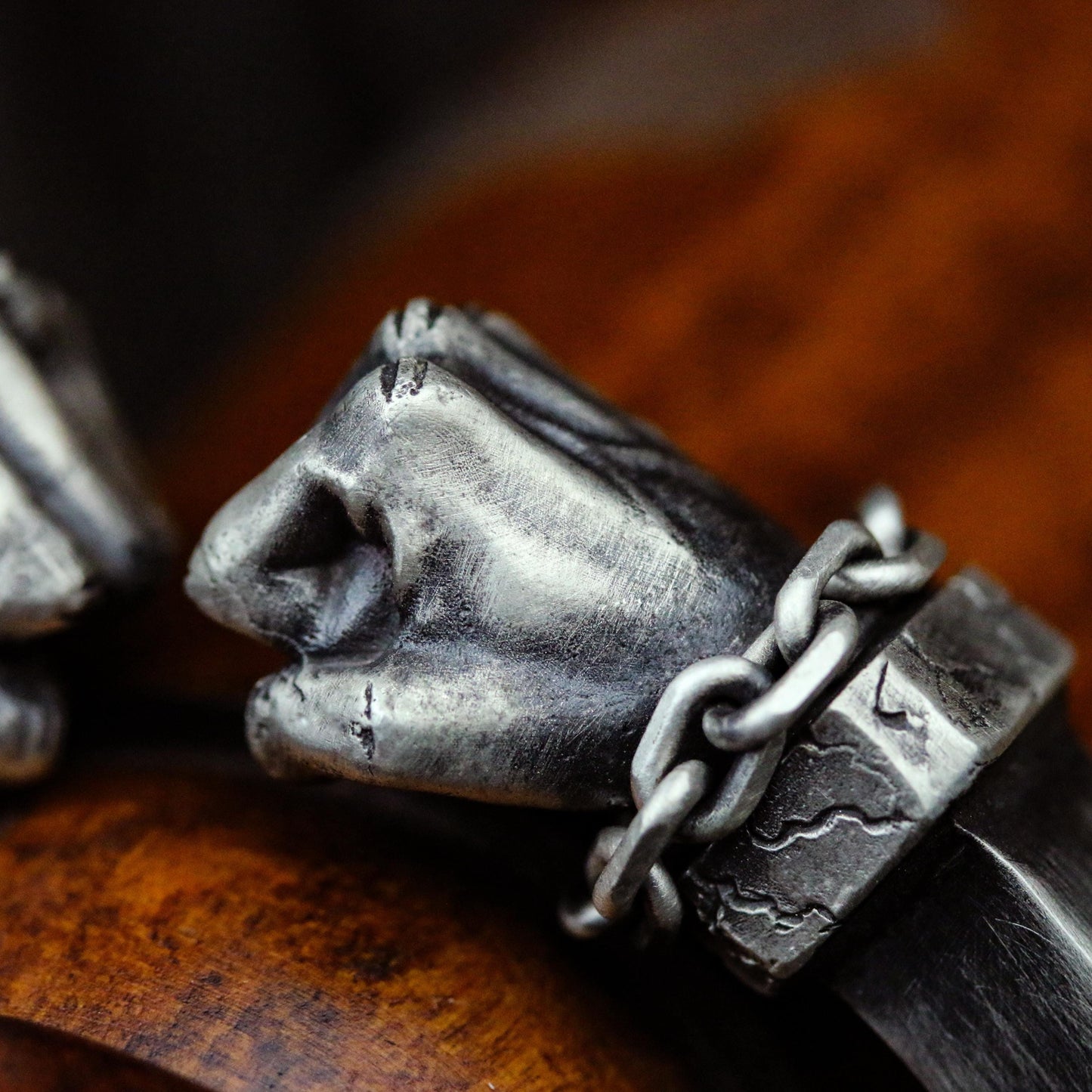 Double Fist Cuff Bracelet - 925 Sterling Silver Handmade