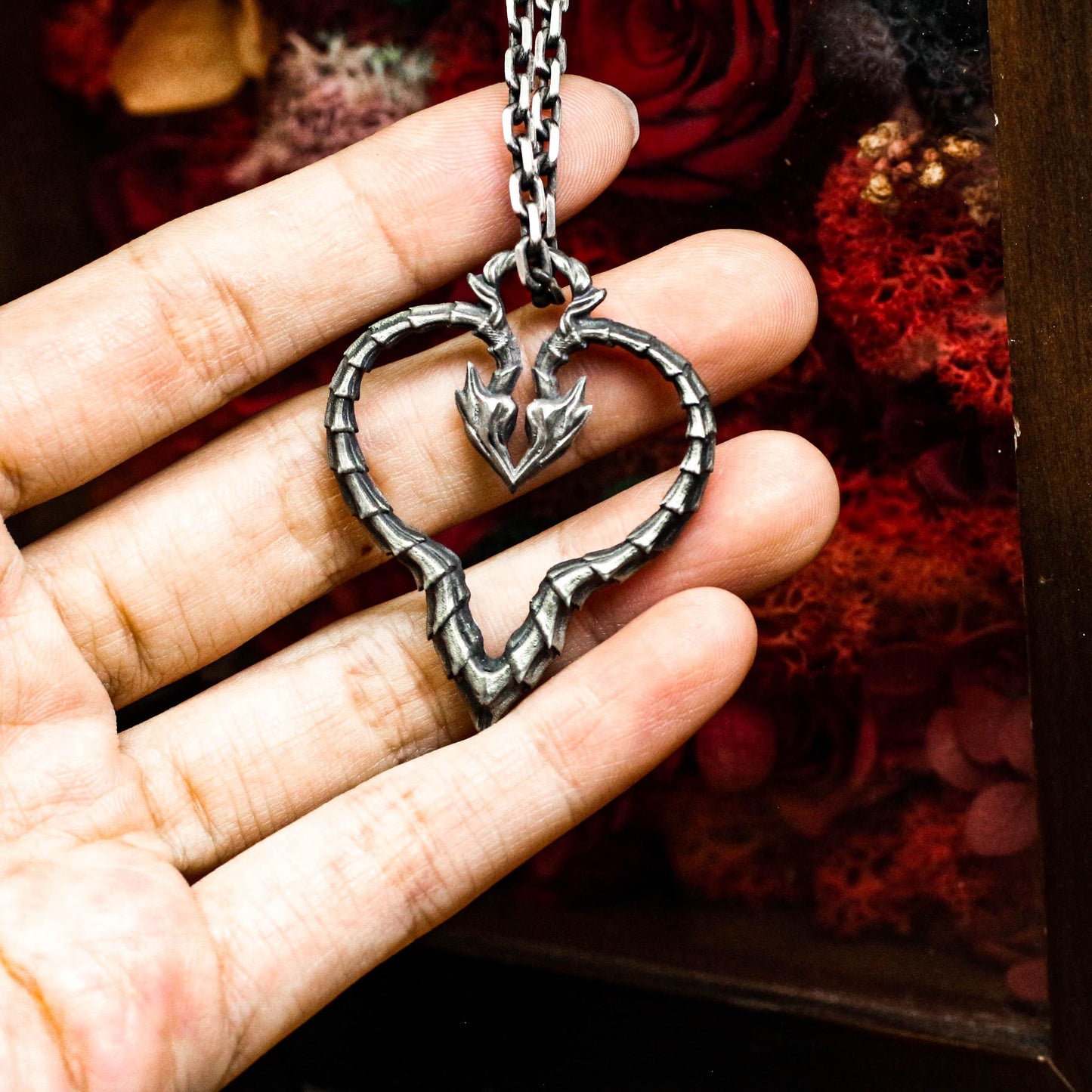 Twisted Heart Gothic Pendant - Handcrafted in 925 Silver