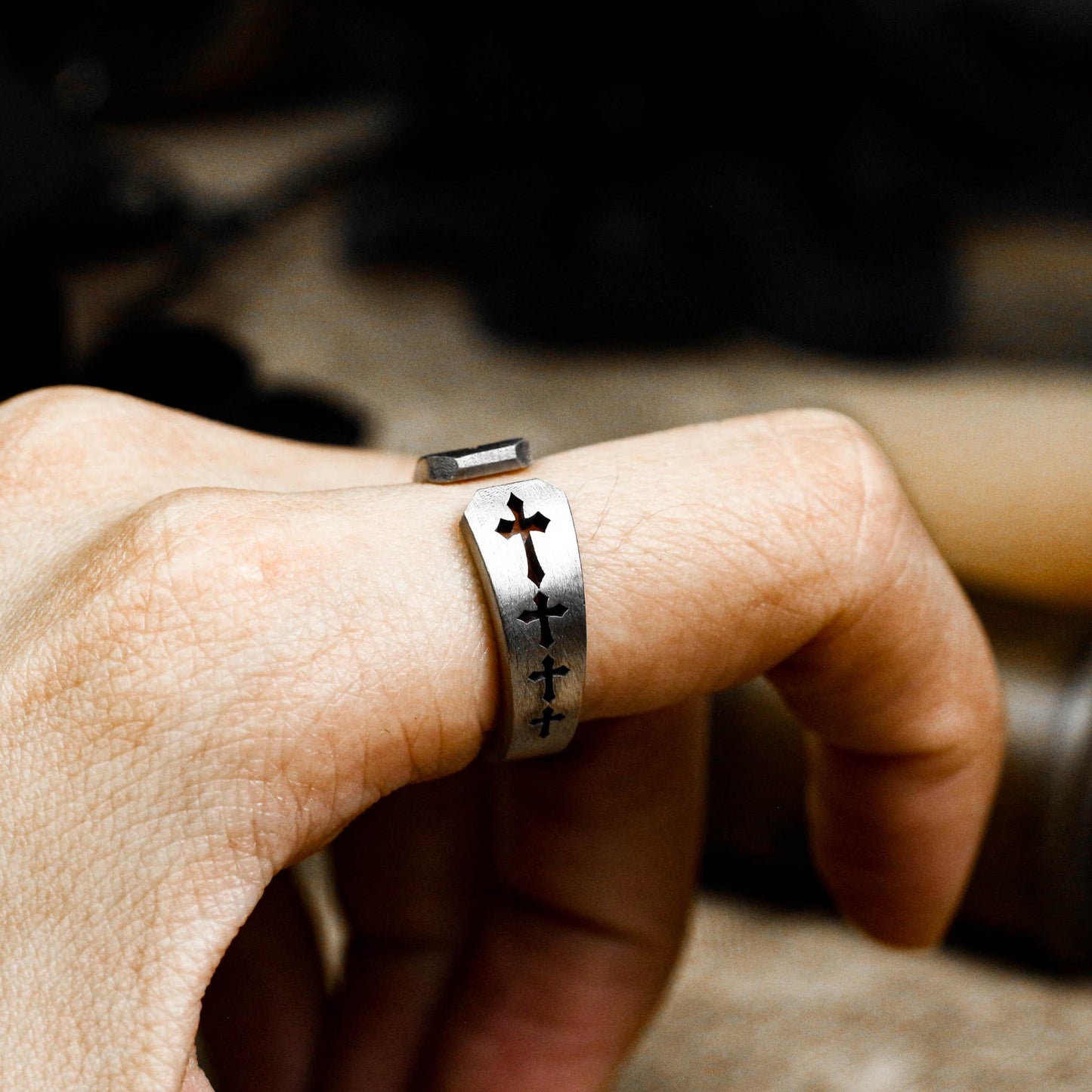 Runic Edge 925 Silver Handmade Ring ¨C Engraved Mystic Symbols