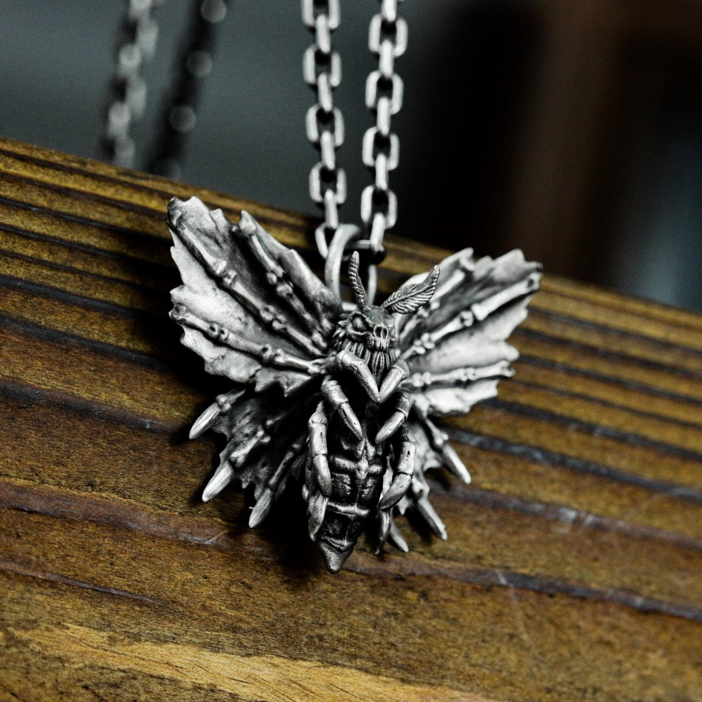 Death Moth Pendant - 925 Sterling Silver Handmade