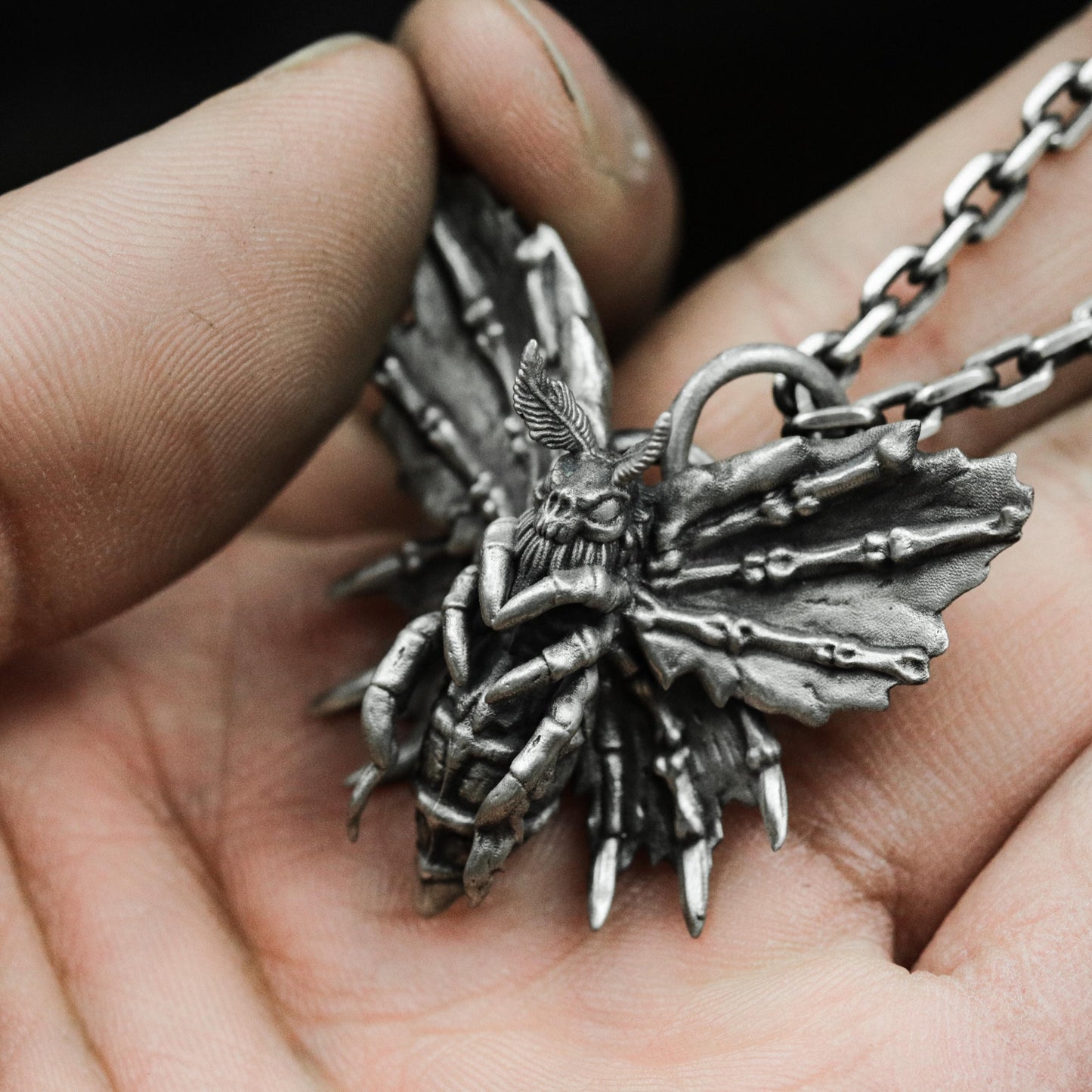 Death Moth Pendant - 925 Sterling Silver Handmade
