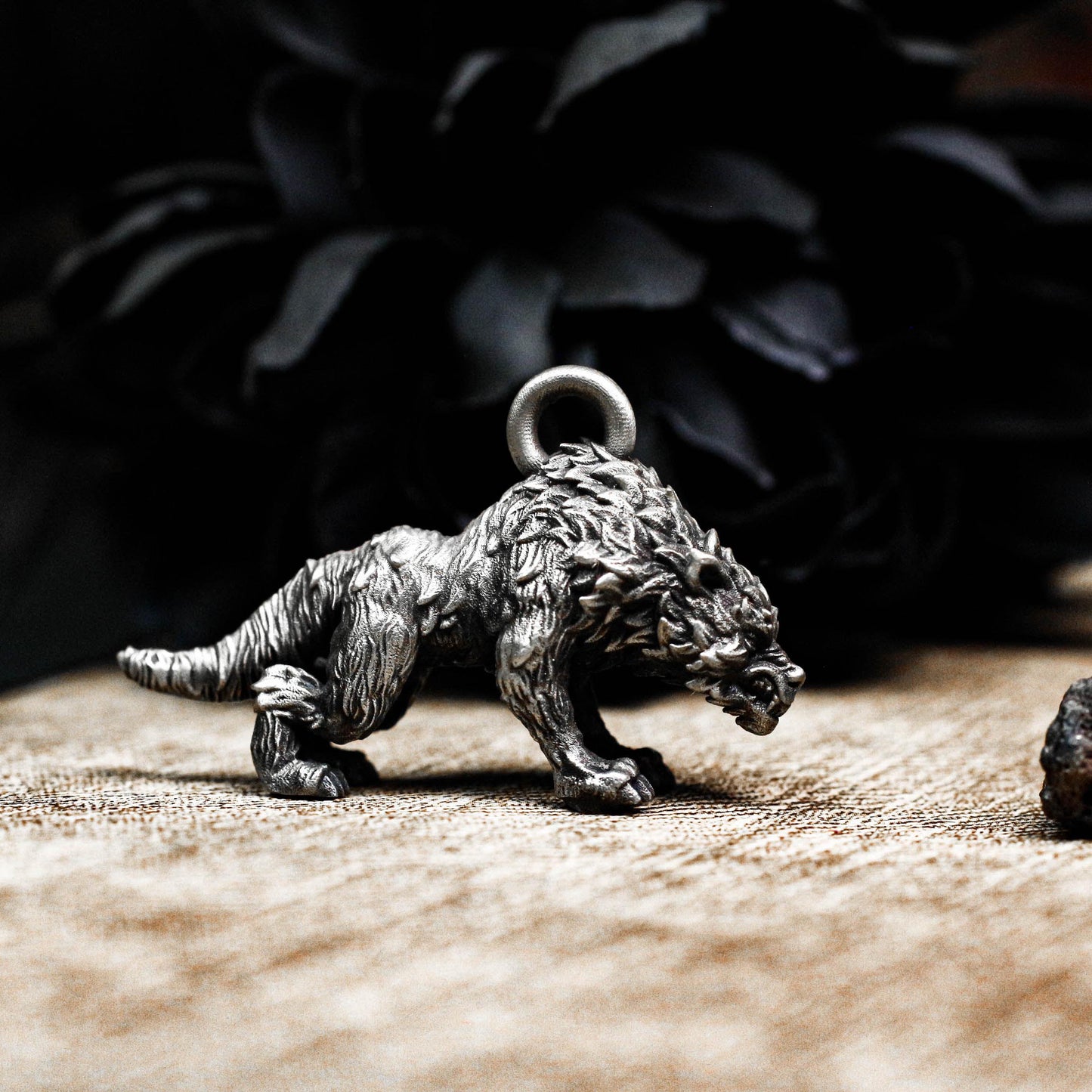 Feral Beast Guardian Pendant - Artisan Crafted in 925 Silver