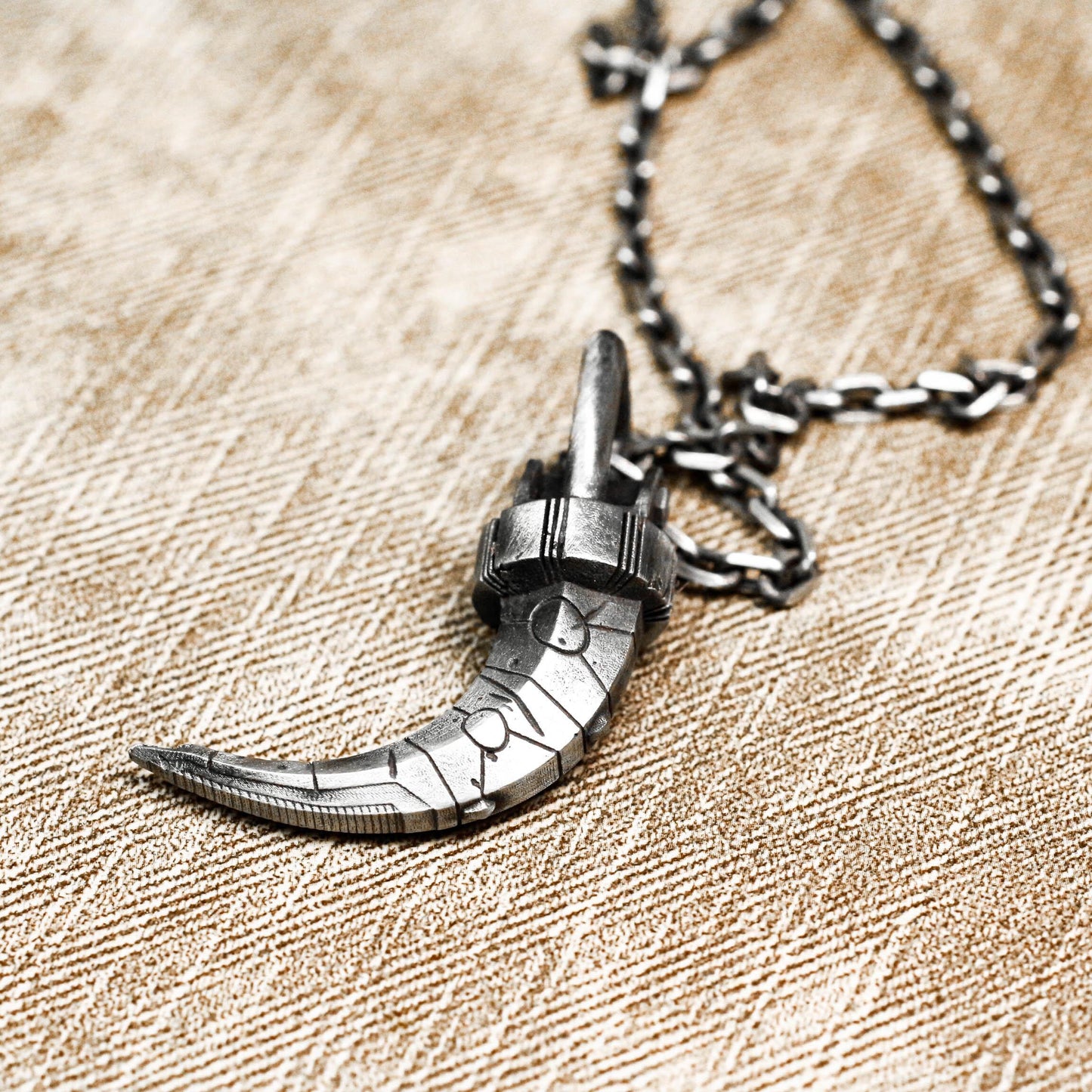 Lunar Crescent Claw Pendant - Handcrafted in 925 Silver