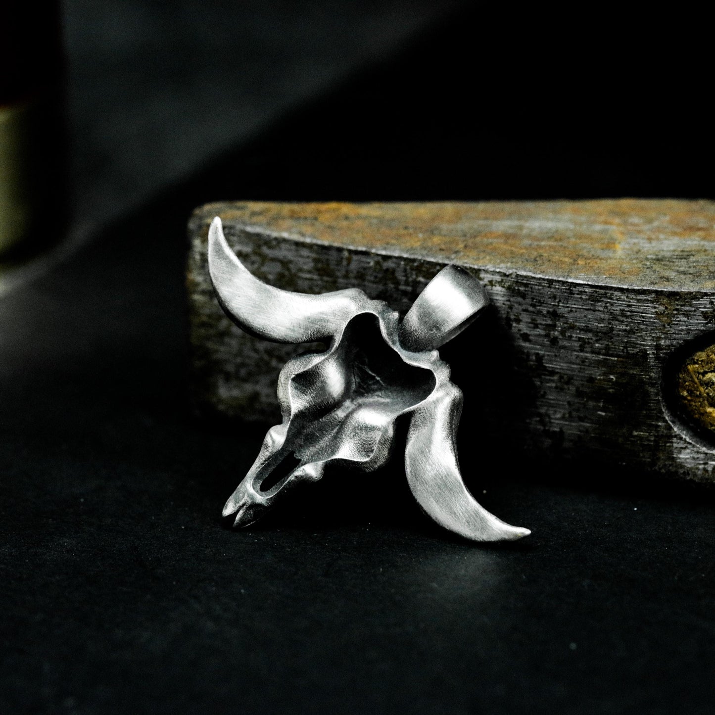 Bull Skull Pendant - 925 Sterling Silver Handmade