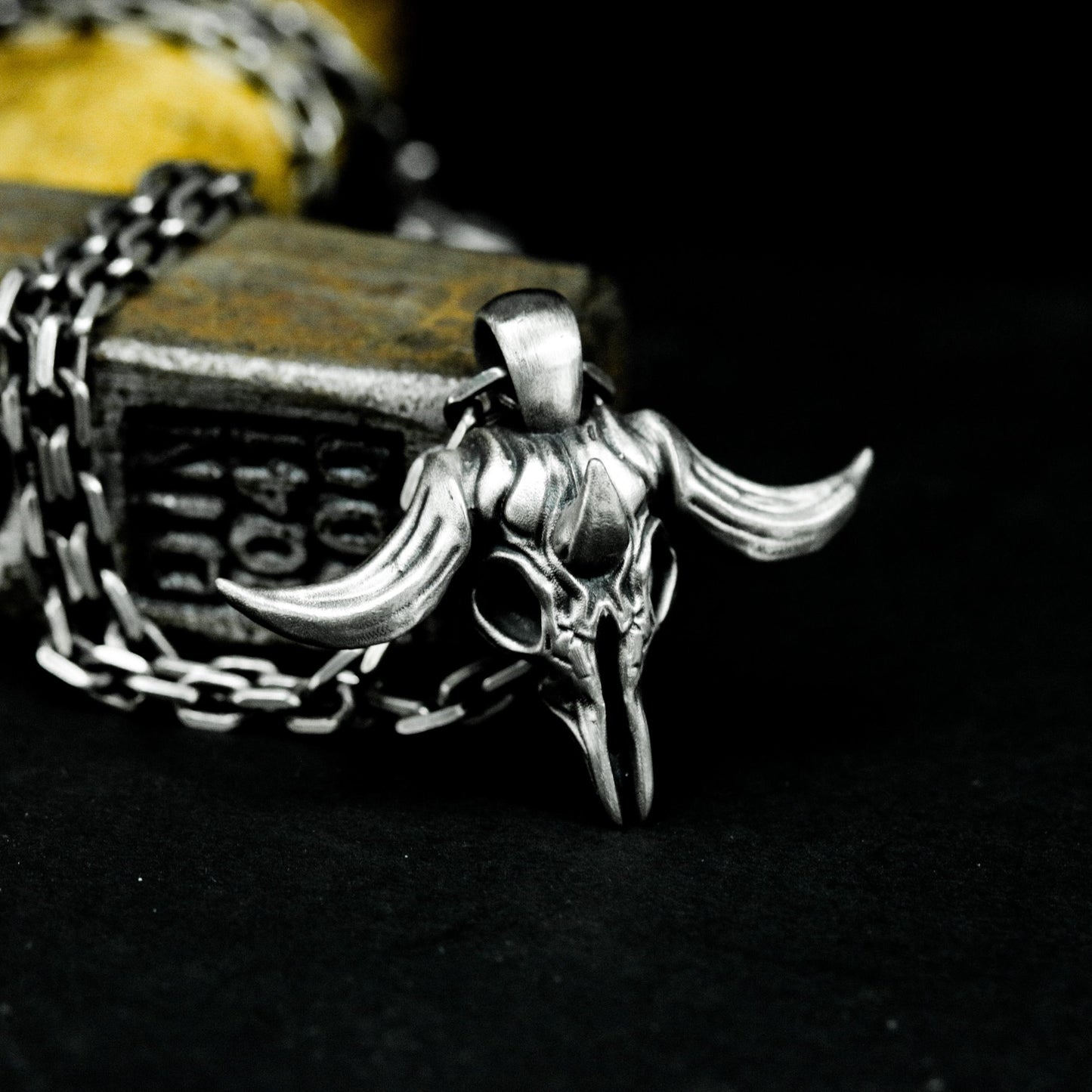 Bull Skull Pendant - 925 Sterling Silver Handmade