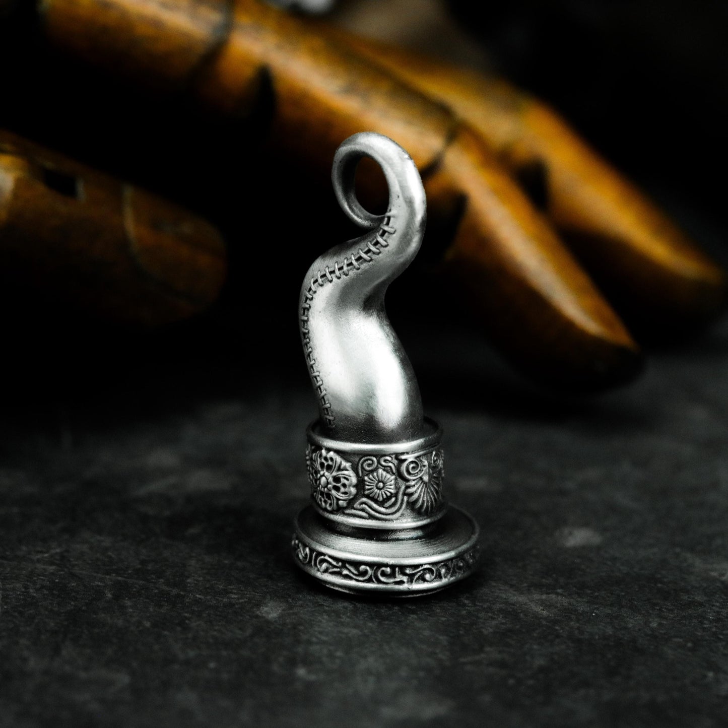 Ornate Pirate Hook Pendant - 925 Sterling Silver Handmade