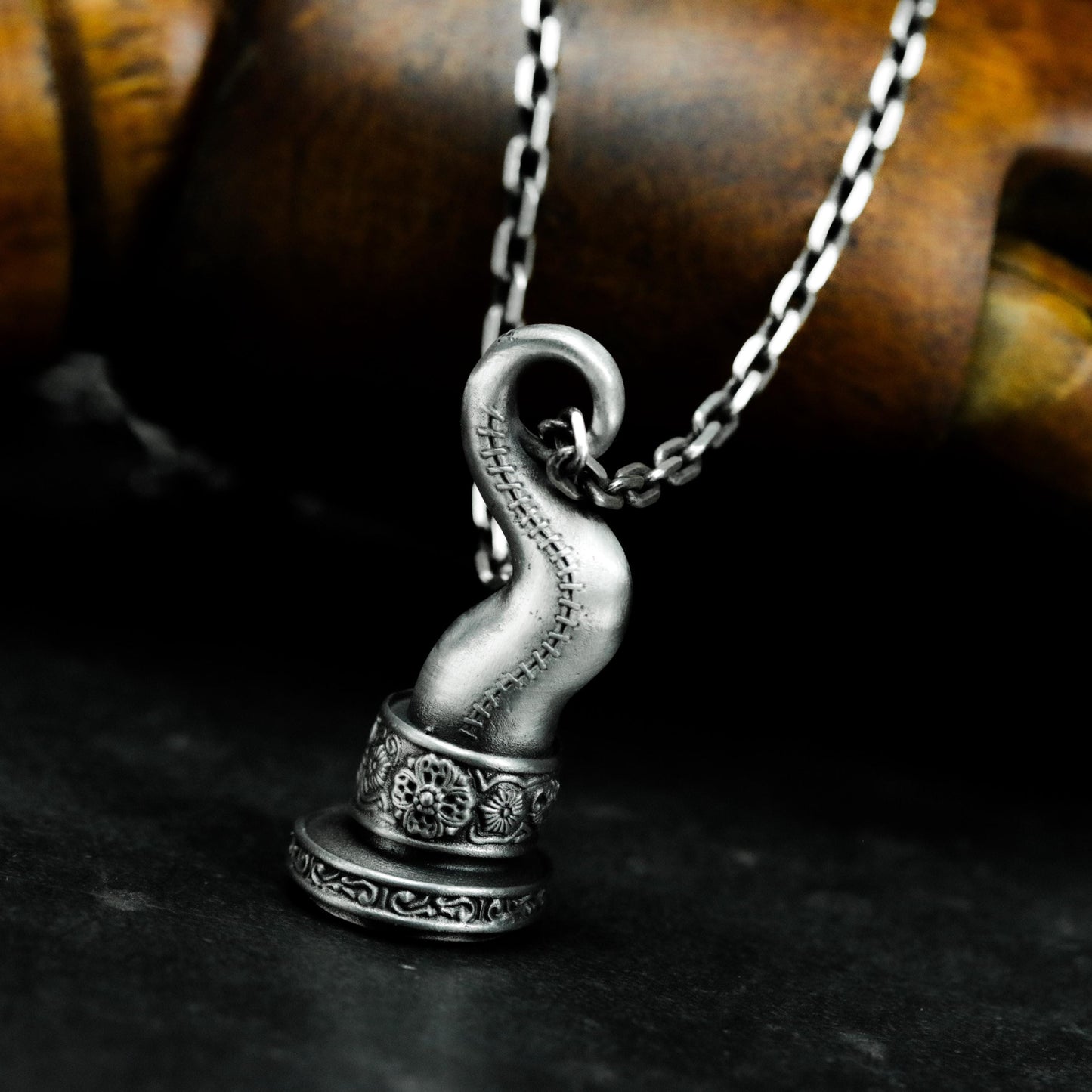 Ornate Pirate Hook Pendant - 925 Sterling Silver Handmade