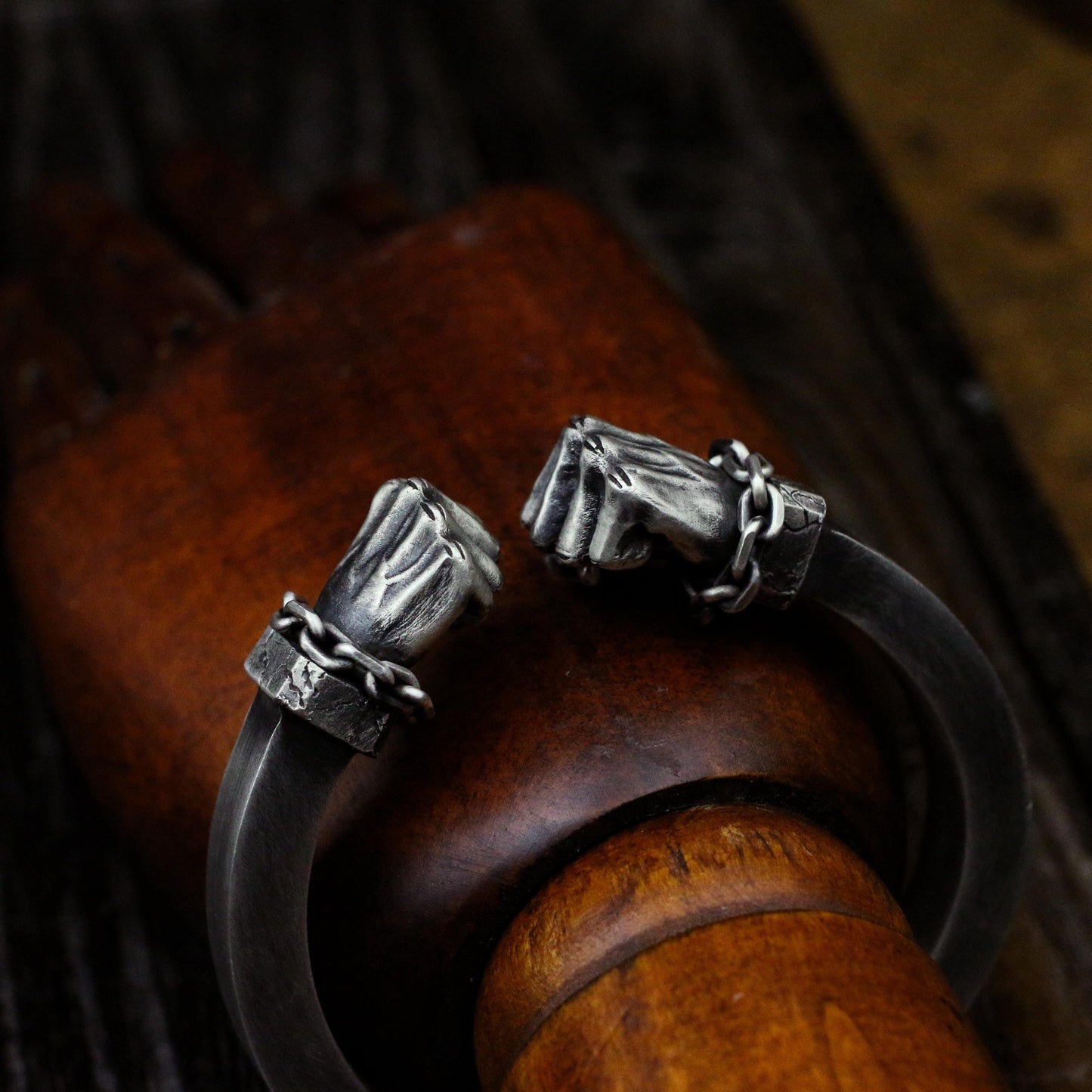 Double Fist Cuff Bracelet - 925 Sterling Silver Handmade