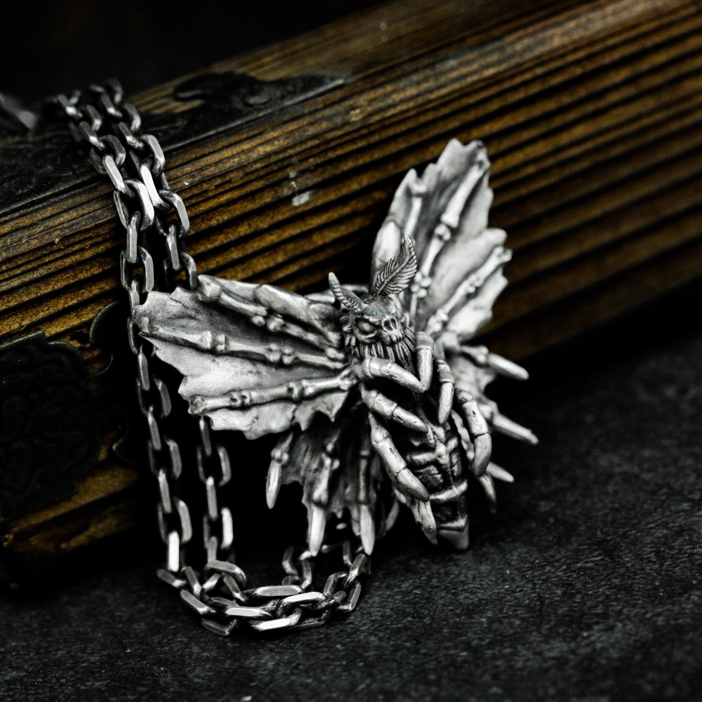 Death Moth Pendant - 925 Sterling Silver Handmade