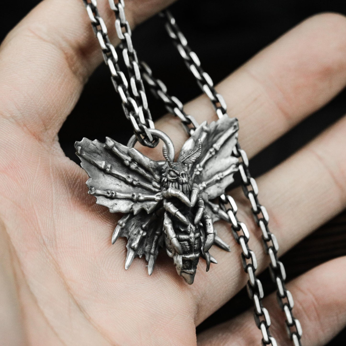 Death Moth Pendant - 925 Sterling Silver Handmade