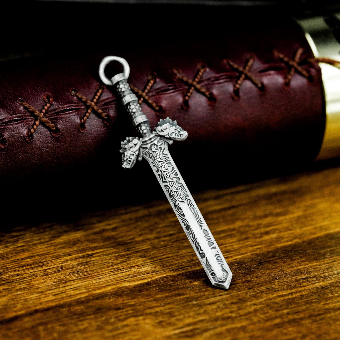Engraved Sword Pendant - 925 Sterling Silver Handmade