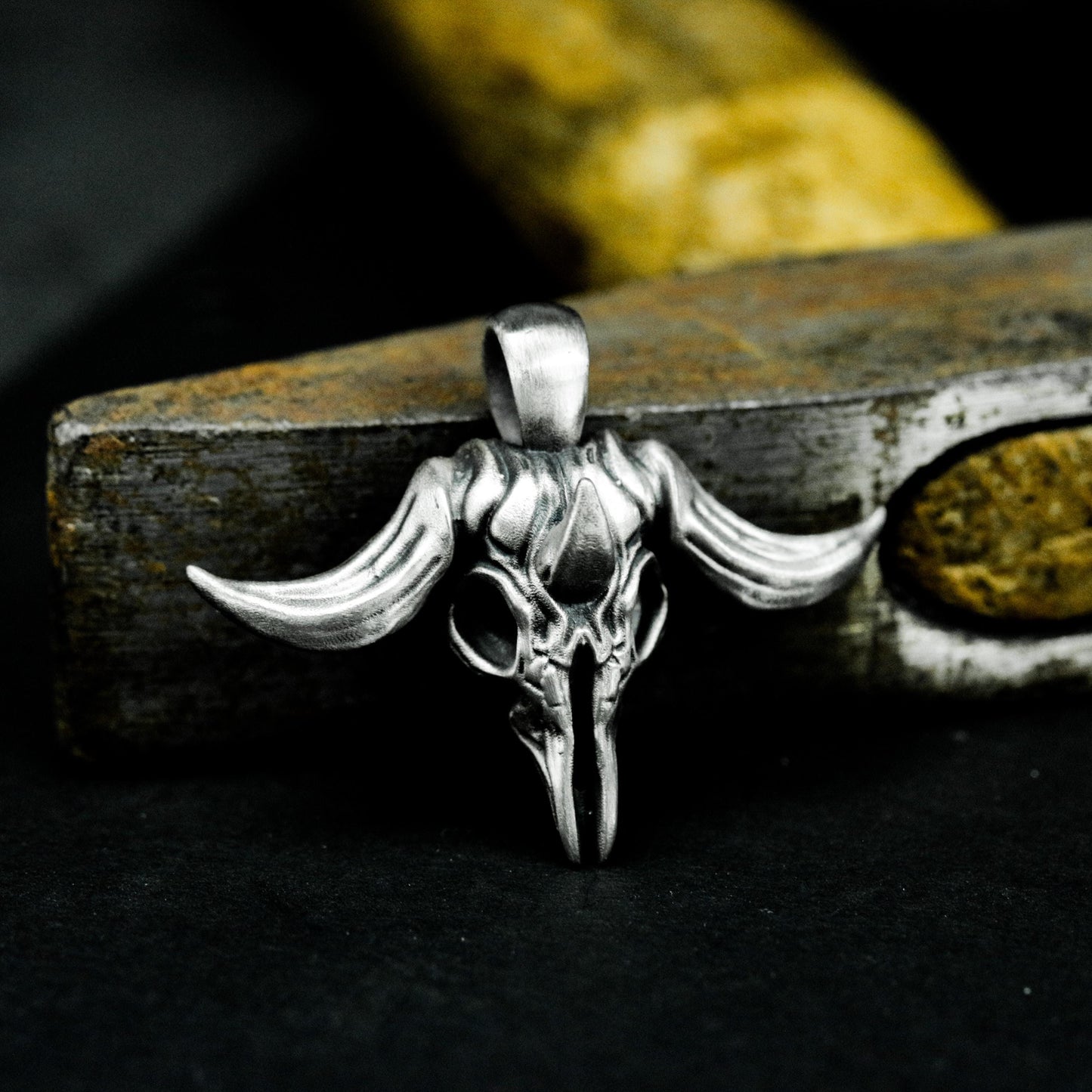 Bull Skull Pendant - 925 Sterling Silver Handmade