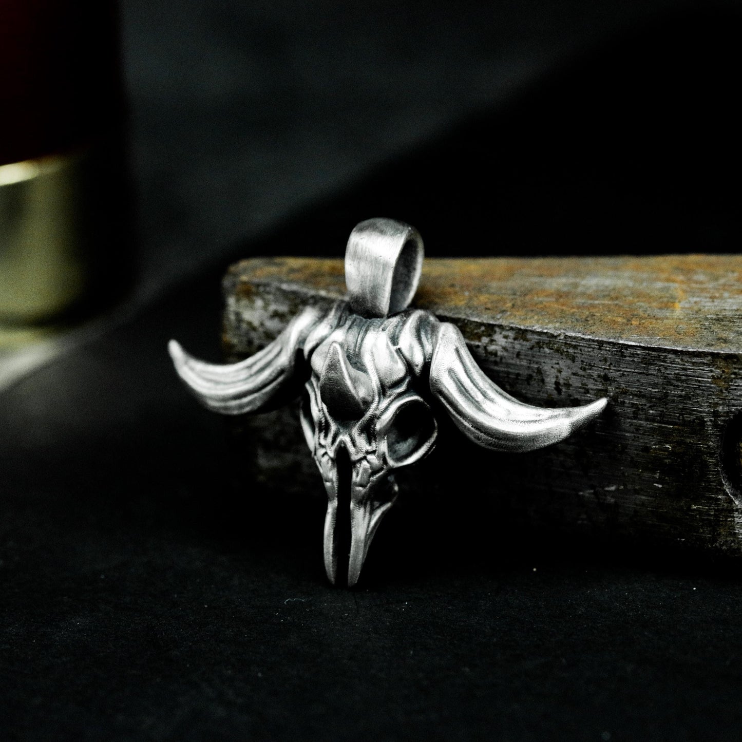 Bull Skull Pendant - 925 Sterling Silver Handmade