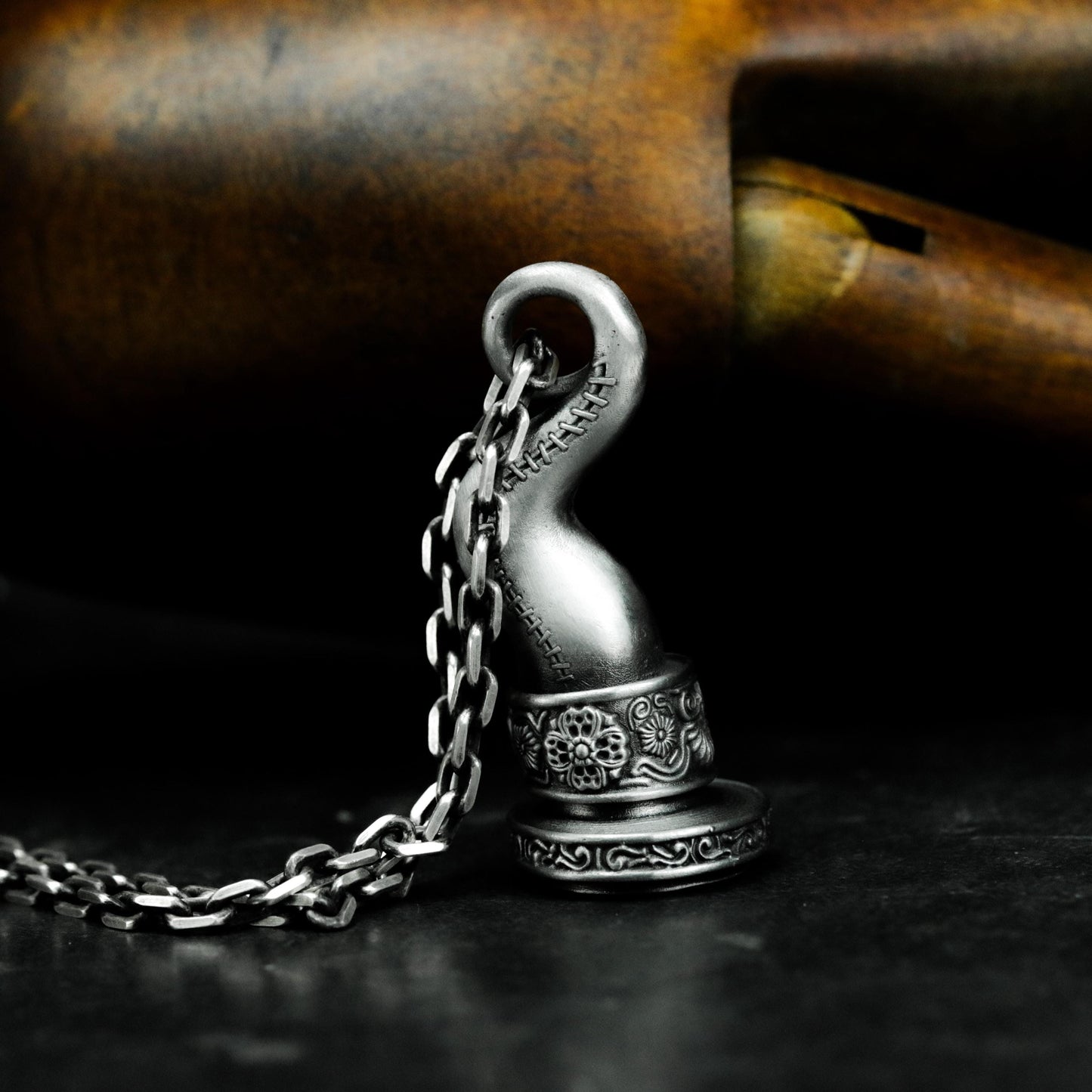 Ornate Pirate Hook Pendant - 925 Sterling Silver Handmade
