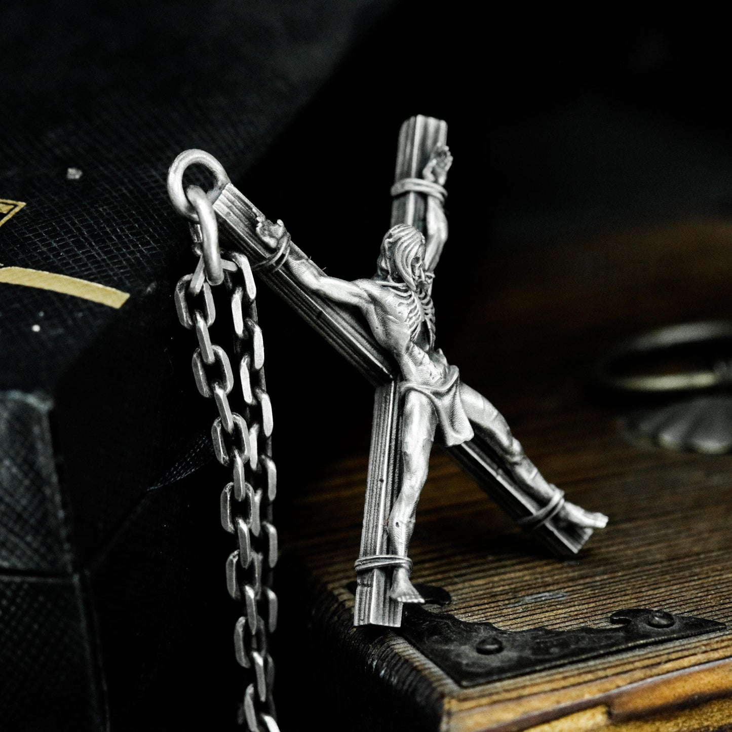 Crucified Skeleton Pendant - 925 Sterling Silver Handmade