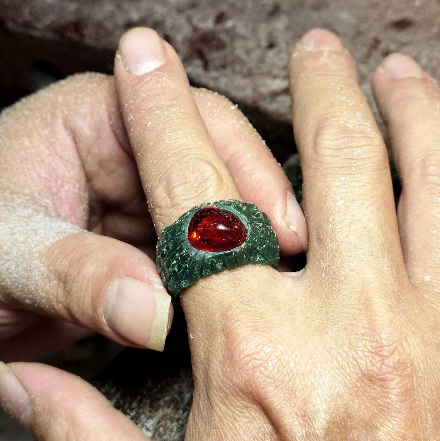 Heart Blood Ring ¨C 925 Silver Handmade
