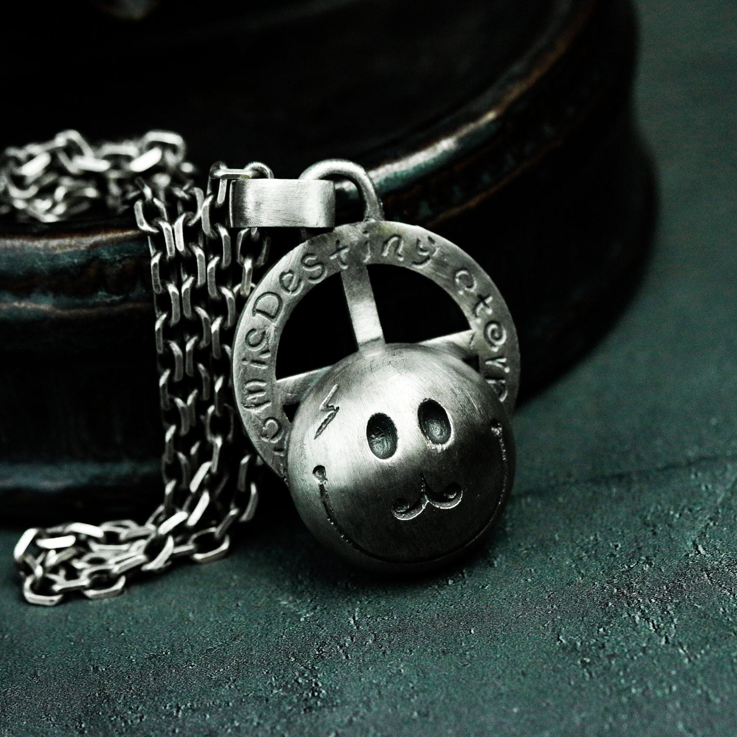 Smiley Skull Pendant ¨C Handmade 925 Silver Dark Humor Necklace