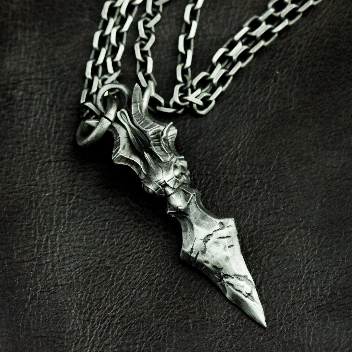 Dragon Hilt Sword Pendant - 925 Sterling Silver Handmade