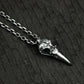 Broken Bird Skull Pendant - 925 Sterling Silver Handmade