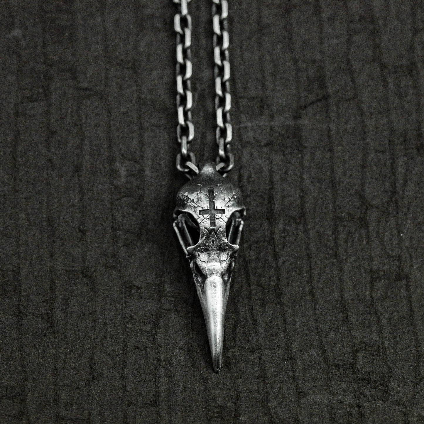 Broken Bird Skull Pendant - 925 Sterling Silver Handmade