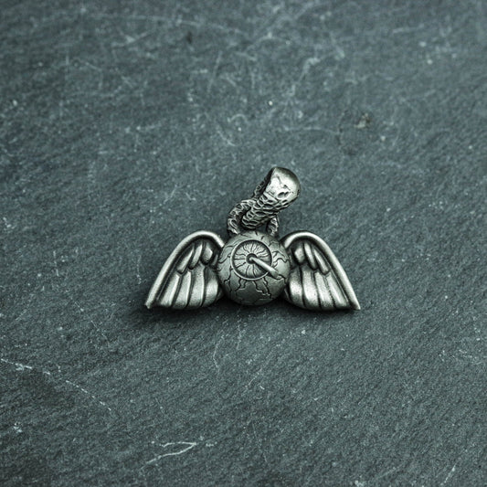 Winged Eyeball Spine Pendant - 925 Sterling Silver Handmade