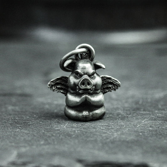 Winged Pig Pendant - 925 Sterling Silver Handmade