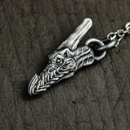 Demonic Dragon Head Pendant - 925 Sterling Silver Handmade