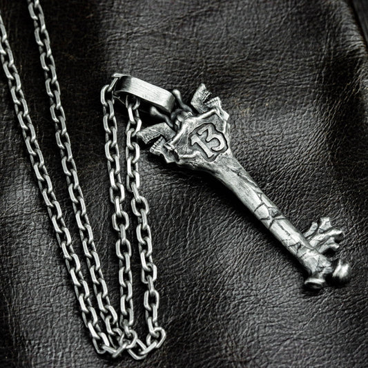 Skeleton Key Pendant - 925 Sterling Silver Handmade