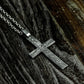 Engraved Cross Pendant with Vines - 925 Sterling Silver Handmade