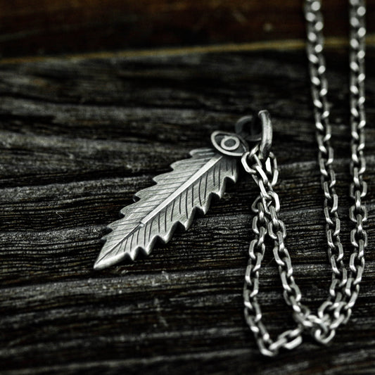 Feather Pendant - 925 Sterling Silver Handmade