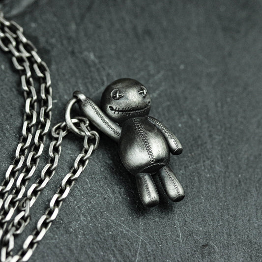 Voodoo Doll Pendant - 925 Sterling Silver Handmade