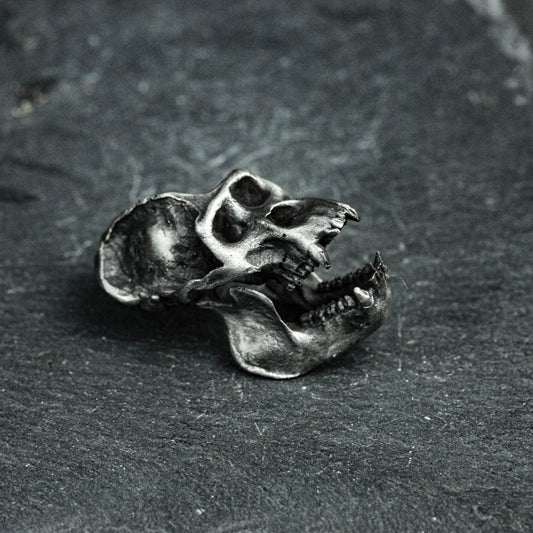 Howling Baboon Skull Pendant - 925 Sterling Silver Handmade